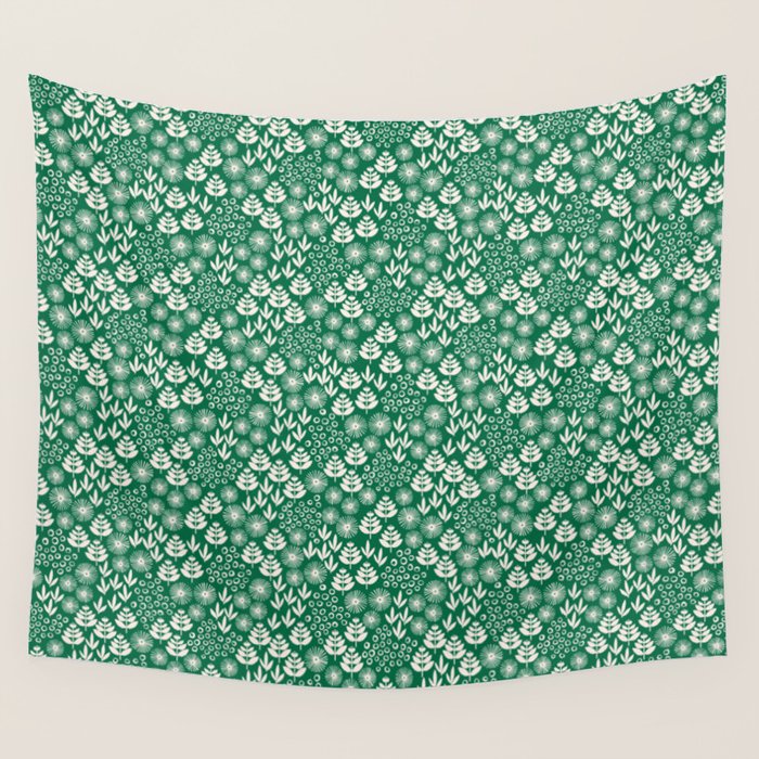 Retro Forest Flora Pattern Wall Tapestry Gallery Image 4