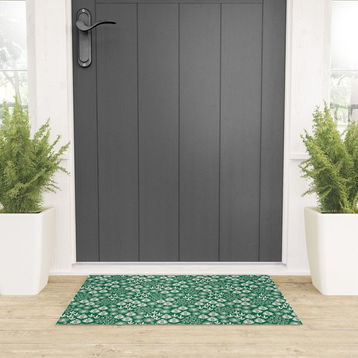 Retro Forest Flora Pattern Welcome Mat Gallery Image 3