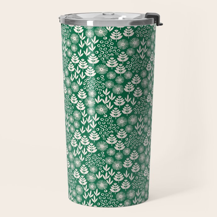 Retro Forest Flora Pattern Travel Mug Gallery Image 2