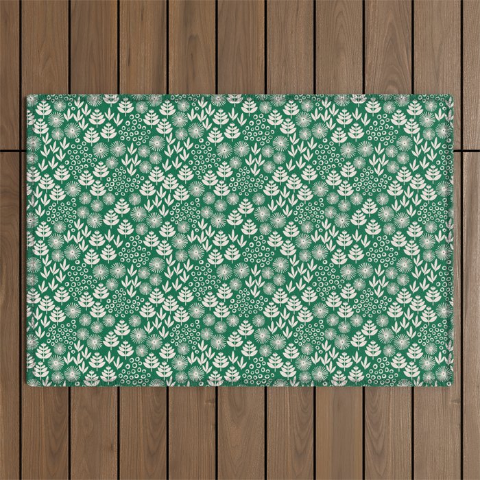Retro Forest Flora Pattern Outdoor Rug Gallery Image 1