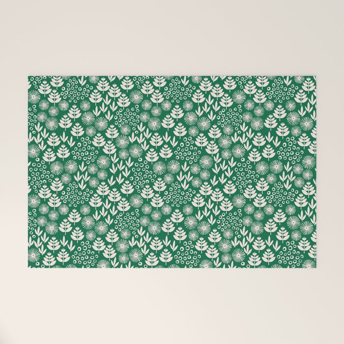 Retro Forest Flora Pattern Welcome Mat Gallery Image 1