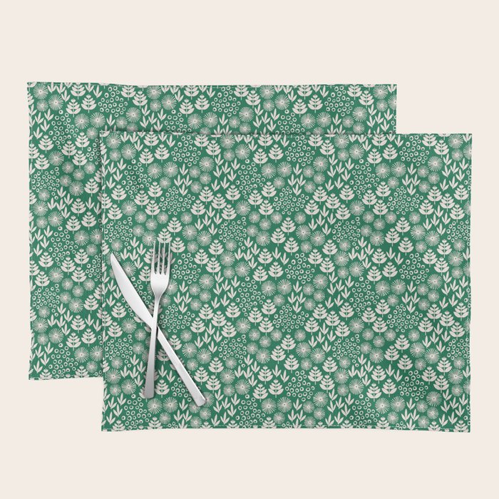 Retro Forest Flora Pattern Placemat Gallery Image 1