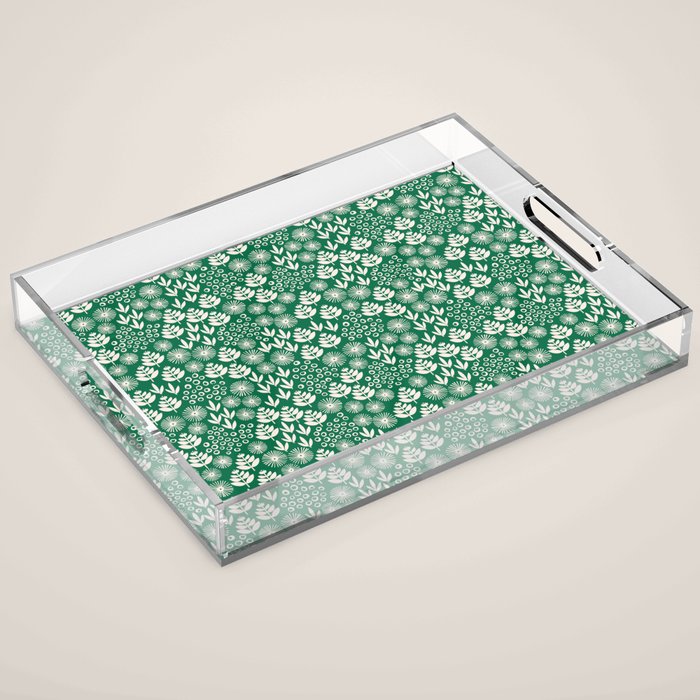 Retro Forest Flora Pattern Acrylic Tray Gallery Image 1