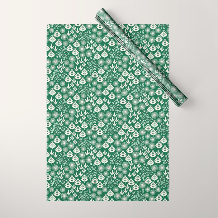 Retro Forest Flora Pattern Wrapping Paper Gallery Image 1