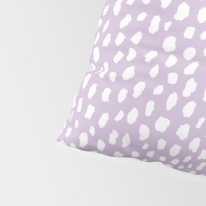 Handmade polka dot brush spots (white/lavender) Pillow Sham Gallery Image 4
