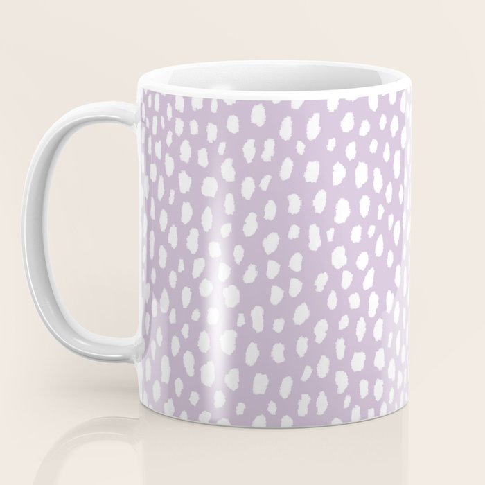 Handmade polka dot brush spots (white/lavender) Coffee Mug Gallery Image 3