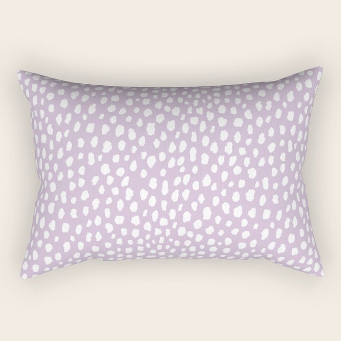 Handmade polka dot brush spots (white/lavender) Rectangular Pillow Gallery Image 2