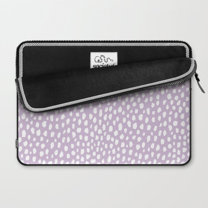 Handmade polka dot brush spots (white/lavender) Laptop Sleeve Gallery Image 2