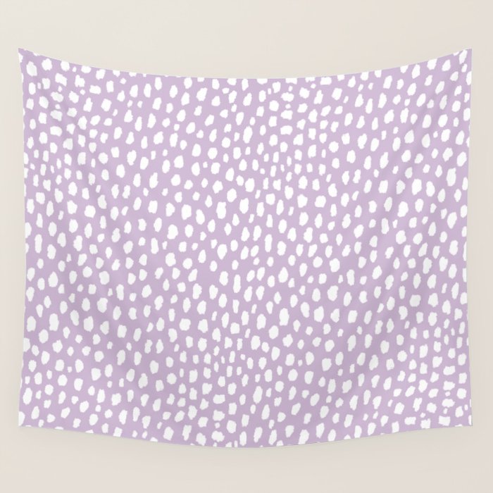 Handmade polka dot brush spots (white/lavender) Wall Tapestry Gallery Image 4