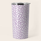 Handmade polka dot brush spots (white/lavender) Travel Mug Gallery Image 1