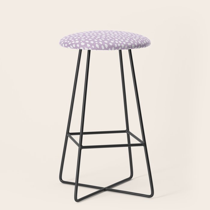 Handmade polka dot brush spots (white/lavender) Stool Gallery Image 1