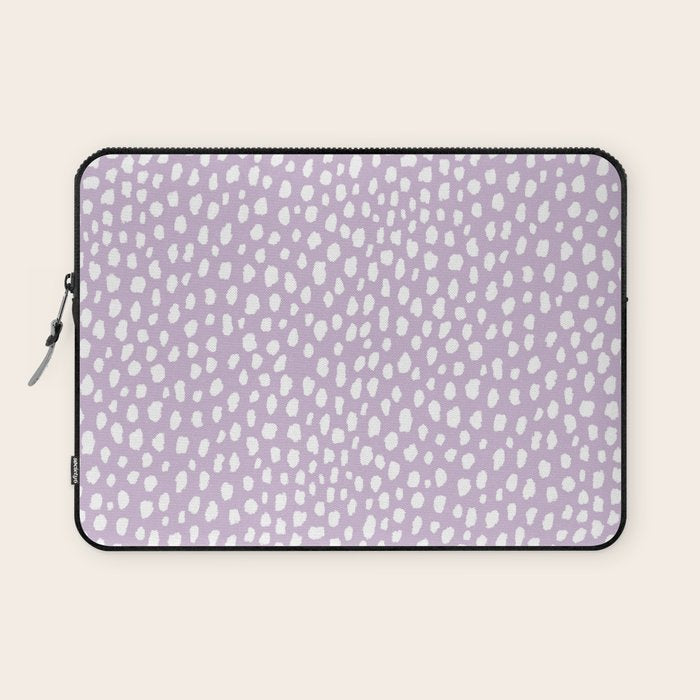 Handmade polka dot brush spots (white/lavender) Laptop Sleeve Gallery Image 1