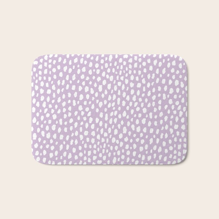 Handmade polka dot brush spots (white/lavender) Bath Mat Gallery Image 1