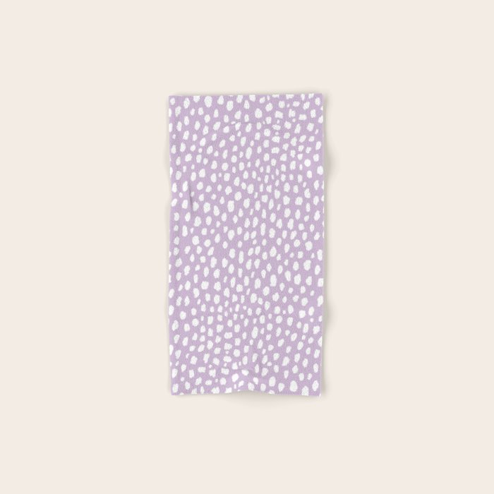 Handmade polka dot brush spots (white/lavender) Bath Towel Gallery Image 1