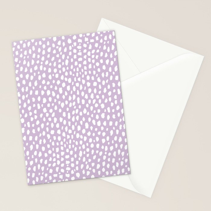 Handmade polka dot brush spots (white/lavender) Stationery Card Gallery Image 2