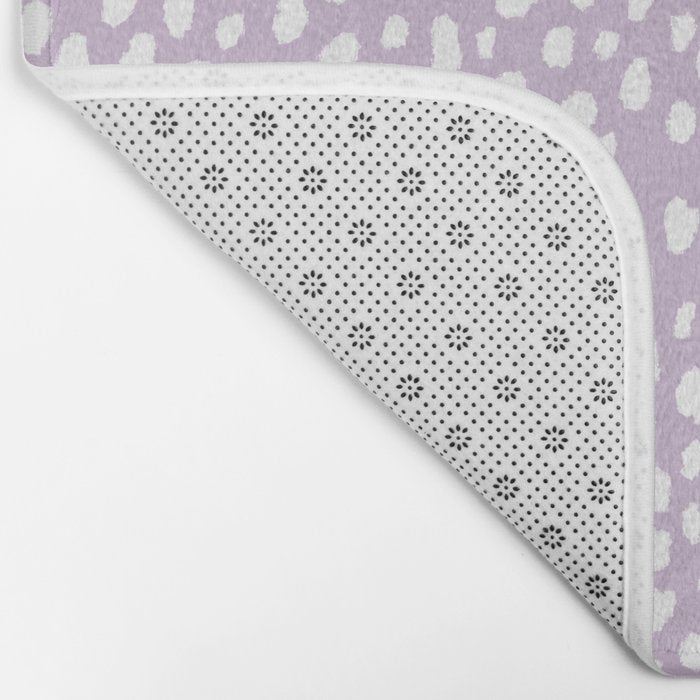 Handmade polka dot brush spots (white/lavender) Bath Mat Gallery Image 2