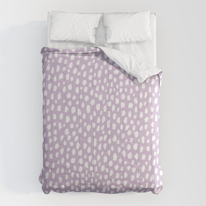 Handmade polka dot brush spots (white/lavender) Comforter Gallery Image 6