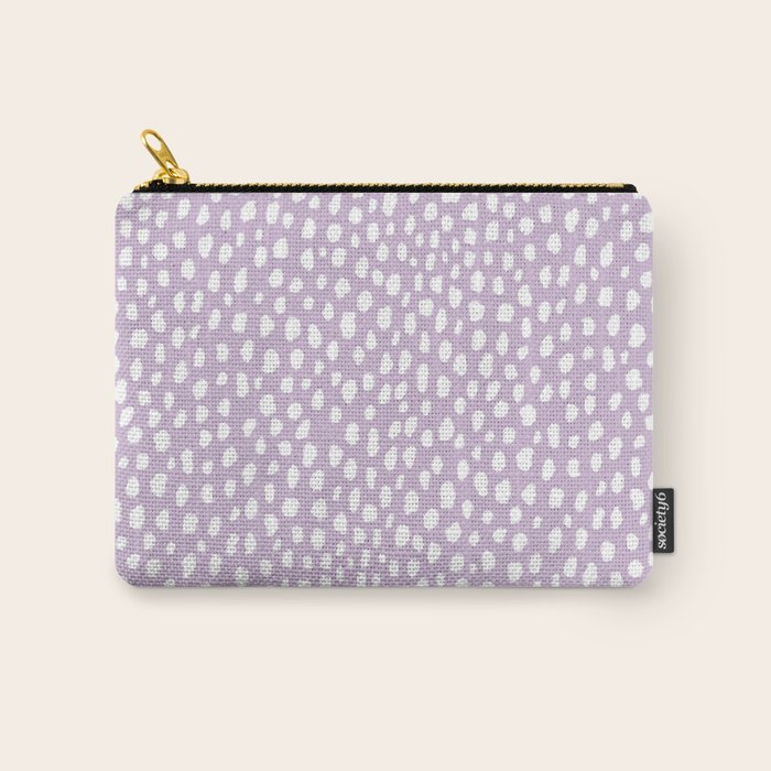 Handmade polka dot brush spots (white/lavender) Carry All Pouch Gallery Image 1