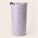 Handmade polka dot brush spots (white/lavender) Travel Mug Gallery Image 3