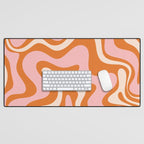 Liquid Swirl Retro Abstract Pattern in Orange Pink Cream Desk Mat Gallery Image 1
