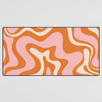Liquid Swirl Retro Abstract Pattern in Orange Pink Cream Desk Mat Gallery Image 3