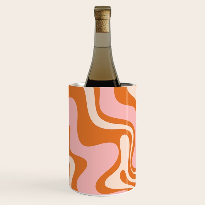 Liquid Swirl Retro Abstract Pattern in Orange Pink Cream Wine Chiller Gallery Image 3