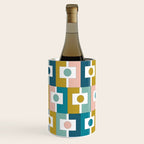 Mid Century Modern Rektangel Geometric Pattern Blue Mustard Blush White Wine Chiller Gallery Image 2