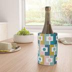 Mid Century Modern Rektangel Geometric Pattern Blue Mustard Blush White Wine Chiller Gallery Image 4
