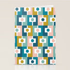 Mid Century Modern Rektangel Geometric Pattern Blue Mustard Blush White Stationery Card Gallery Image 2
