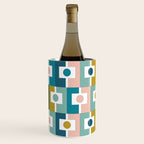 Mid Century Modern Rektangel Geometric Pattern Blue Mustard Blush White Wine Chiller Gallery Image 3