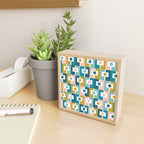 Mid Century Modern Rektangel Geometric Pattern Blue Mustard Blush White Mini Art Print Gallery Image 2