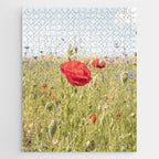 Wildflower Field | Poppy Flower in a Garden in Holland Art Print | Floral Summer Photography Jigsaw Puzzle Gallery Image 1