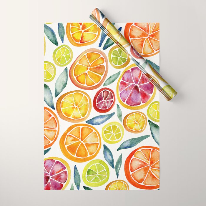 Sliced Citrus Watercolor Wrapping Paper Gallery Image 1