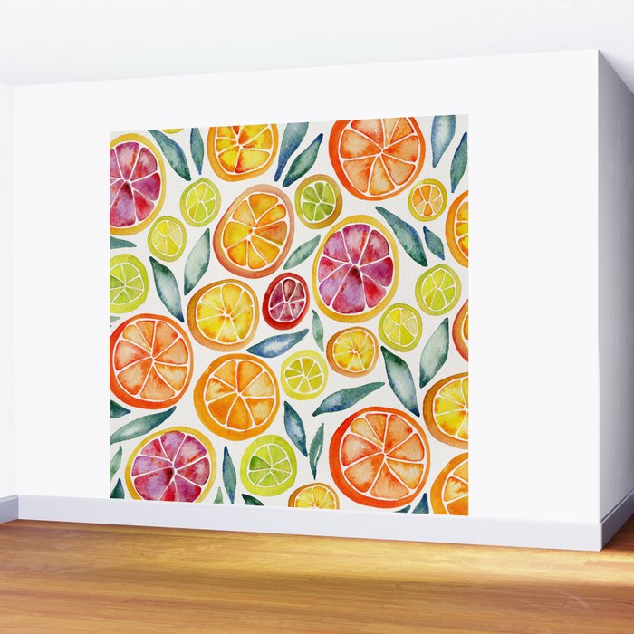 Sliced Citrus Watercolor Wall Mural Gallery Image 2