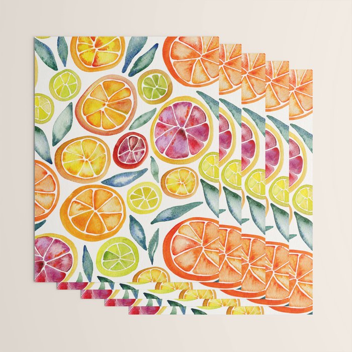 Sliced Citrus Watercolor Wrapping Paper Gallery Image 3