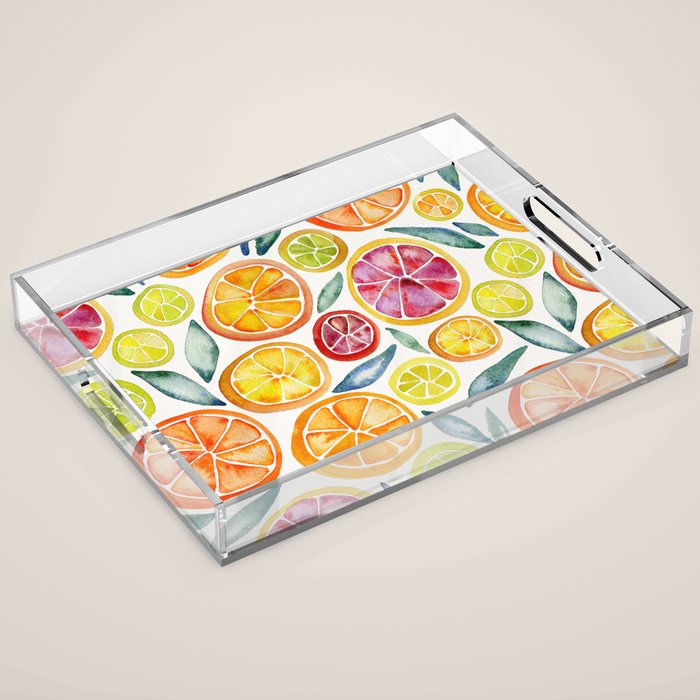 Sliced Citrus Watercolor Acrylic Tray Gallery Image 1