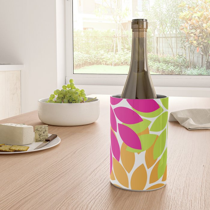 Bold Colorful Hot Pink Lime Orange Dahlia Flower Burst Petals Wine Chiller Gallery Image 4