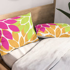 Bold Colorful Hot Pink Lime Orange Dahlia Flower Burst Petals Pillow Sham Gallery Image 2