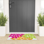 Bold Colorful Hot Pink Lime Orange Dahlia Flower Burst Petals Welcome Mat Gallery Image 3