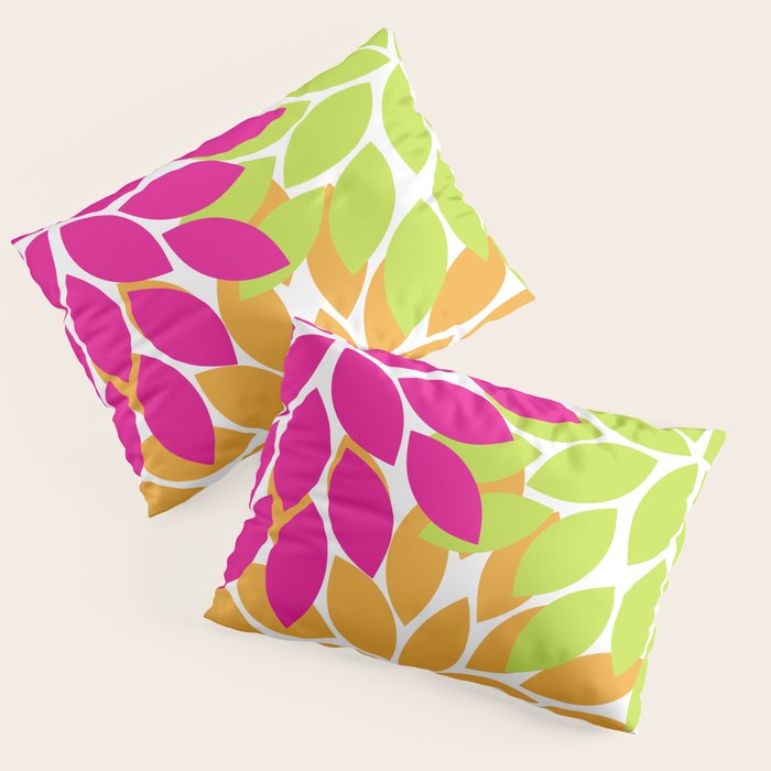 Bold Colorful Hot Pink Lime Orange Dahlia Flower Burst Petals Pillow Sham Gallery Image 3