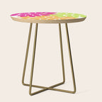 Bold Colorful Hot Pink Lime Orange Dahlia Flower Burst Petals Side Table Gallery Image 1