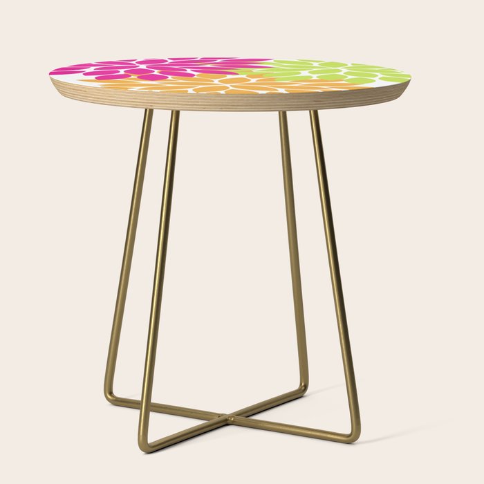 Bold Colorful Hot Pink Lime Orange Dahlia Flower Burst Petals Side Table Gallery Image 1
