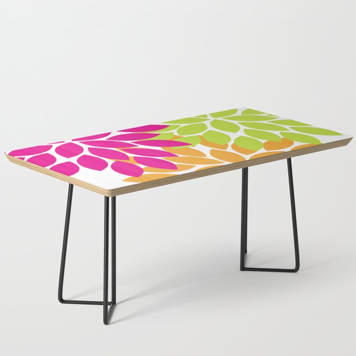 Bold Colorful Hot Pink Lime Orange Dahlia Flower Burst Petals Coffee Table Gallery Image 1
