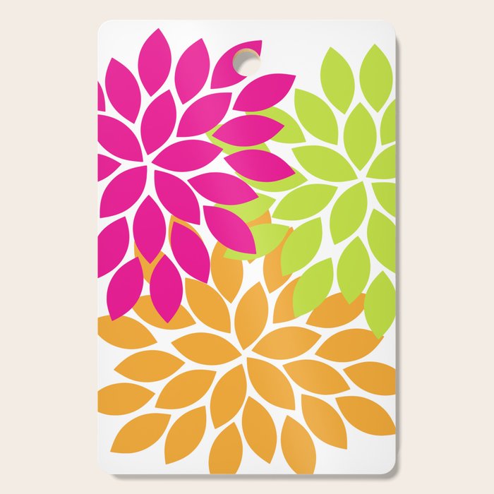 Bold Colorful Hot Pink Lime Orange Dahlia Flower Burst Petals Cutting Board Gallery Image 1