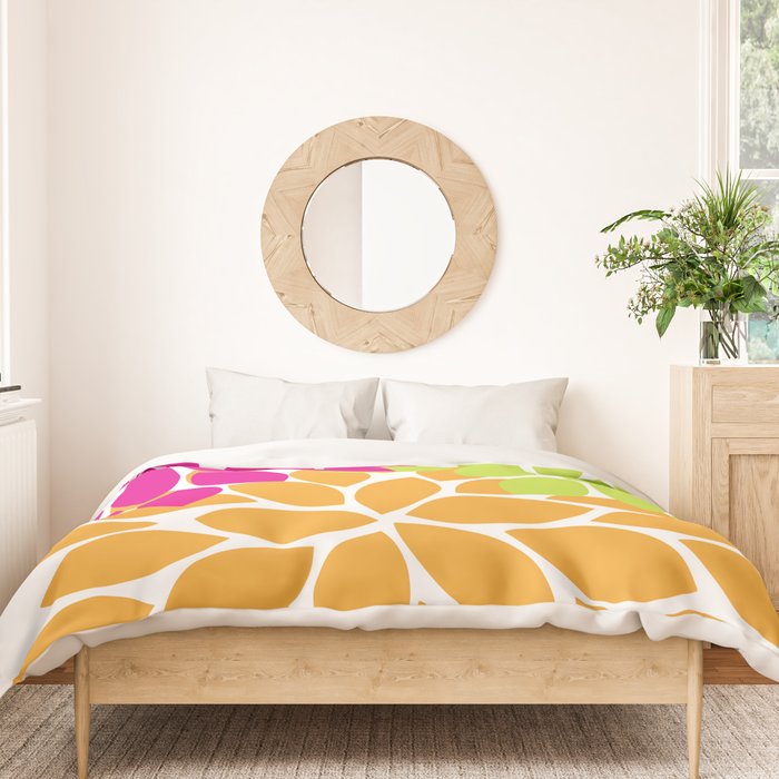 Bold Colorful Hot Pink Lime Orange Dahlia Flower Burst Petals Duvet Cover Gallery Image 3