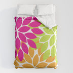 Bold Colorful Hot Pink Lime Orange Dahlia Flower Burst Petals Duvet Cover Gallery Image 6