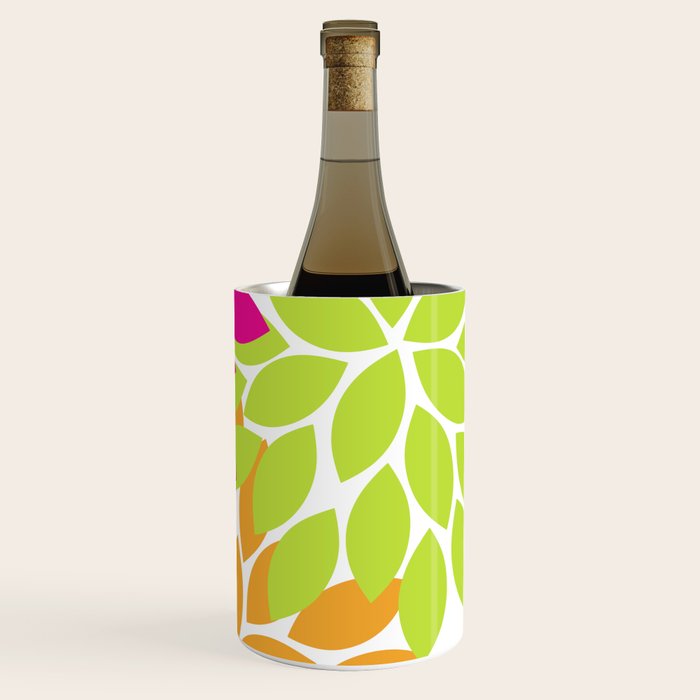 Bold Colorful Hot Pink Lime Orange Dahlia Flower Burst Petals Wine Chiller Gallery Image 3