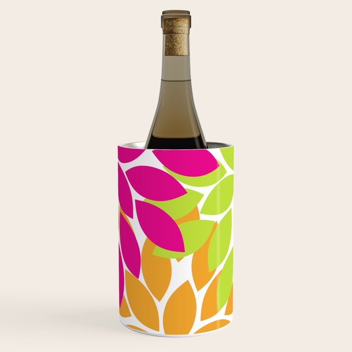 Bold Colorful Hot Pink Lime Orange Dahlia Flower Burst Petals Wine Chiller Gallery Image 1
