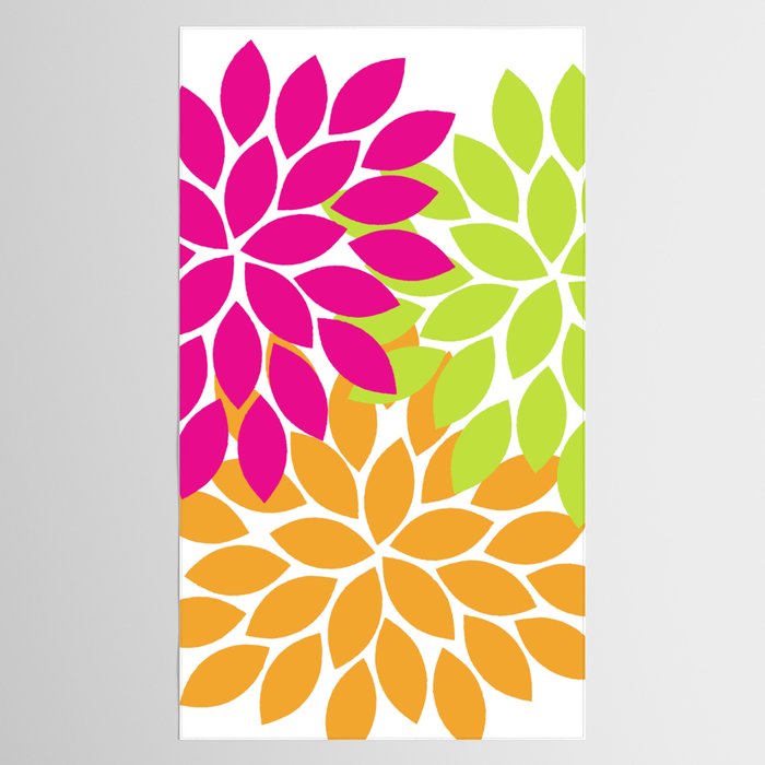 Bold Colorful Hot Pink Lime Orange Dahlia Flower Burst Petals Tablecloth Gallery Image 2