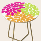 Bold Colorful Hot Pink Lime Orange Dahlia Flower Burst Petals Side Table Gallery Image 2